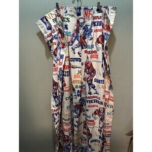 VTG 80s NFL SEARS Curtain Drape Set of 2 Pleated Panels 25"x 61" Each Panel